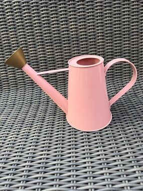 Frontgate Pink Metal Watering Can with Gold Spout - NWT